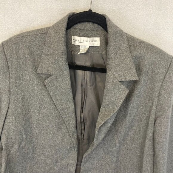 Valerie Stevens Wool & Cashmere Blazer Jacket Womens Size 12 Open Front Gray - Picture 6 of 11